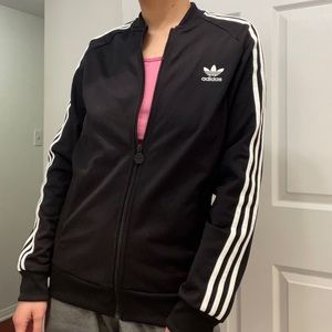 Adidas Black & White Three Stripe Track Jacket
